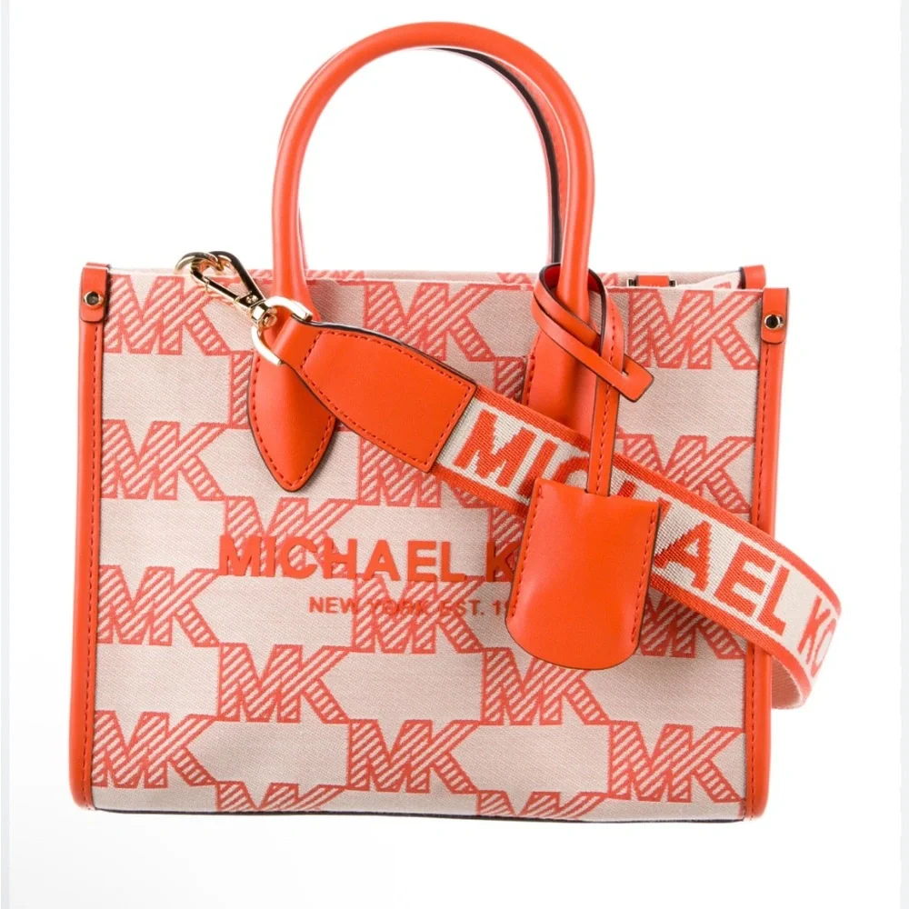 NEW Michael Kors Mirella Orange and Cream cross Body Bag - Picture 1 of 6